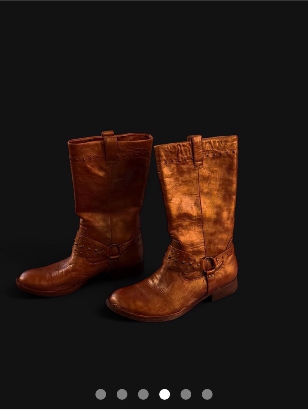 Women's Tan Leather Mid-Calf Harness Boots